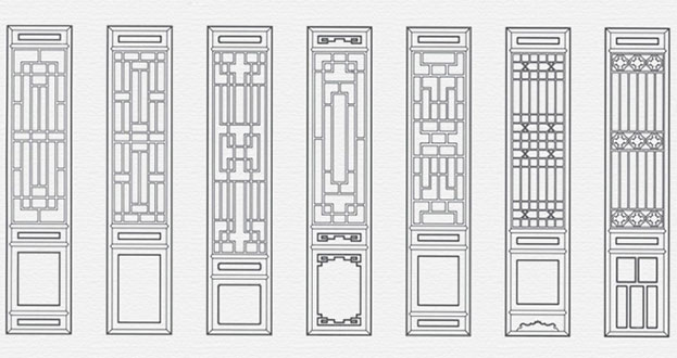 吉首常用中式仿古花窗图案隔断设计图